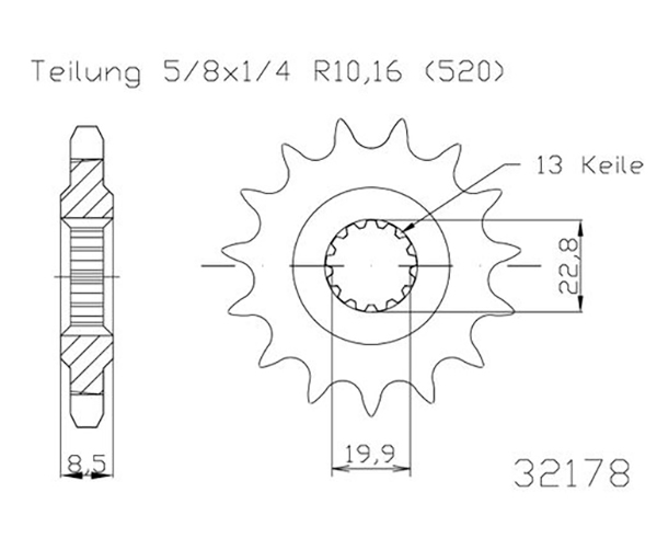 Suzuki Gable - 520 - 14 denti - Made in Germania