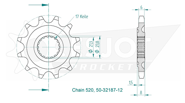 Pignone TT - 520 - 13 denti - Made in Germania