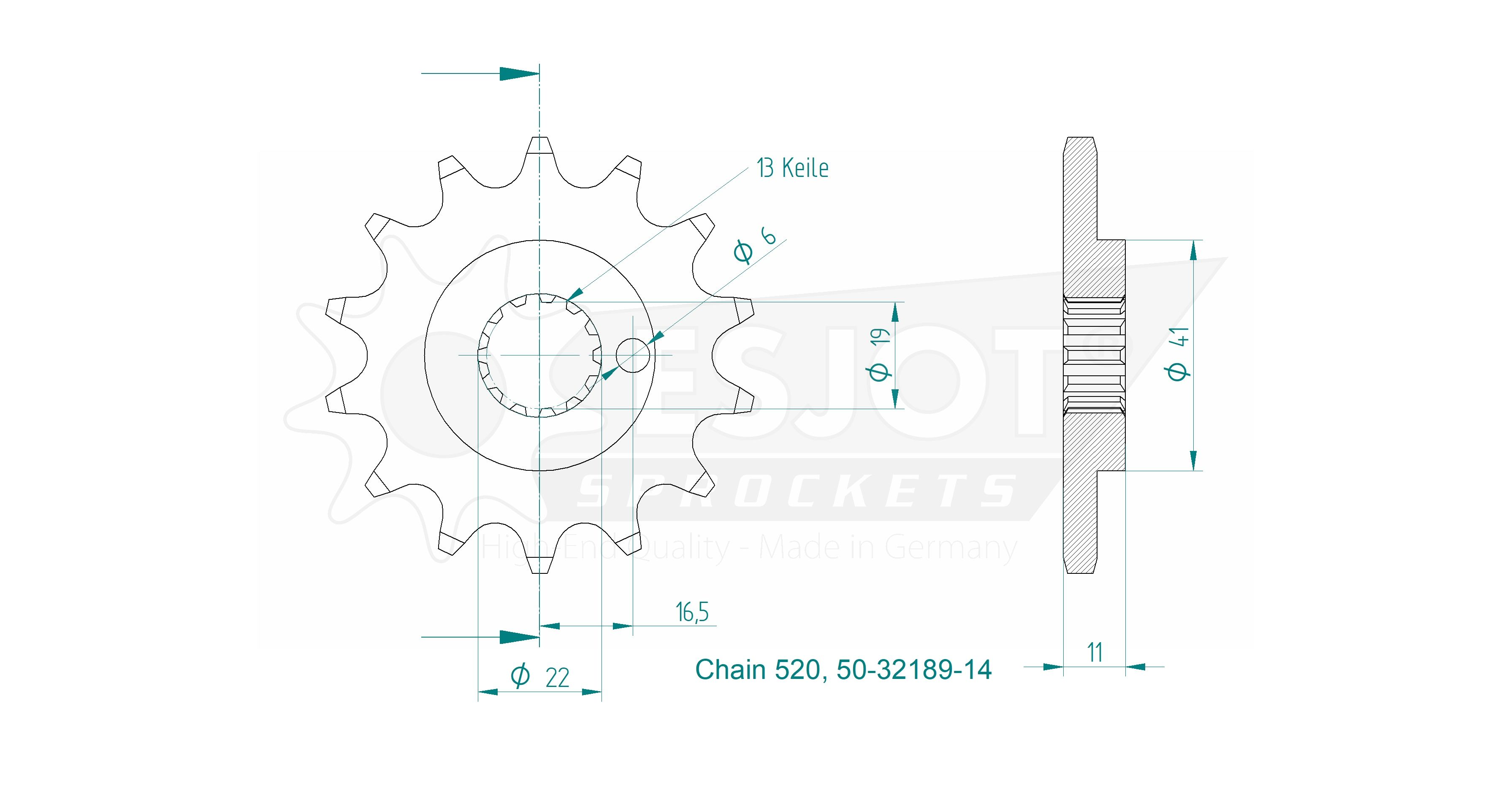 Pignone - 14 Denti - Made in Germany