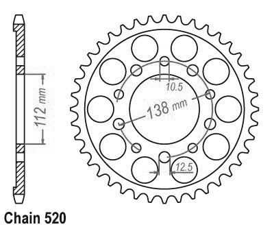 Honda Steel Crown - 520 - 39 Denti - simile JTR1303 - Made in Germania