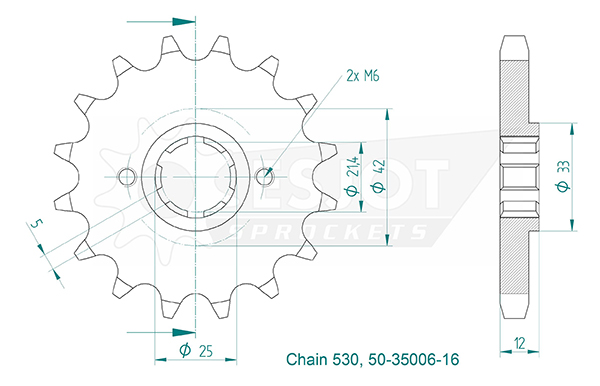Yamaha Gable - 530 - 16 denti - simile JTF571 - Made in Germania