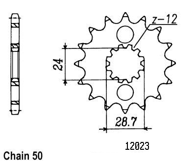 Kawasaki Gable - 530 - 17 denti - simile JTF517 - Made in Germania