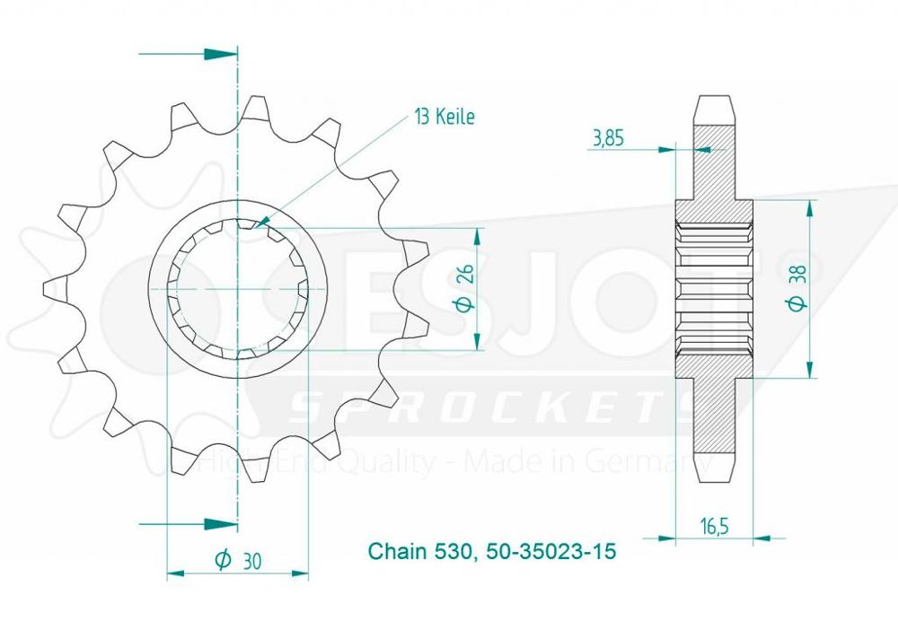 Gable leggero - 530 - 14 denti - Made in Germania