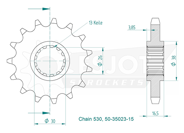 Honda Gable - 530 - 15 denti - simile JTF333 - Made in Germania