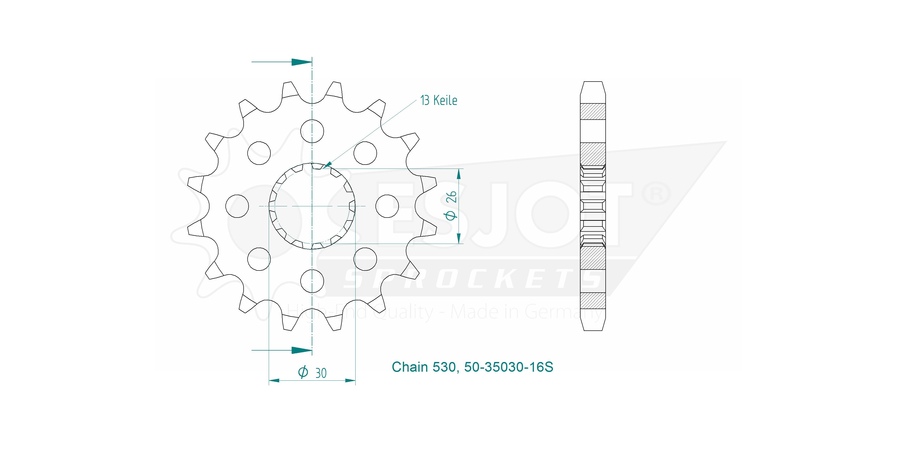 Gable leggero - 530 - 16 denti - Made in Germania