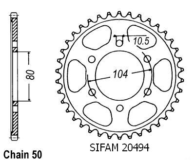 Kawasaki Steel Crown - 530 - 46 Denti - simile JTR488 - Made in Germania