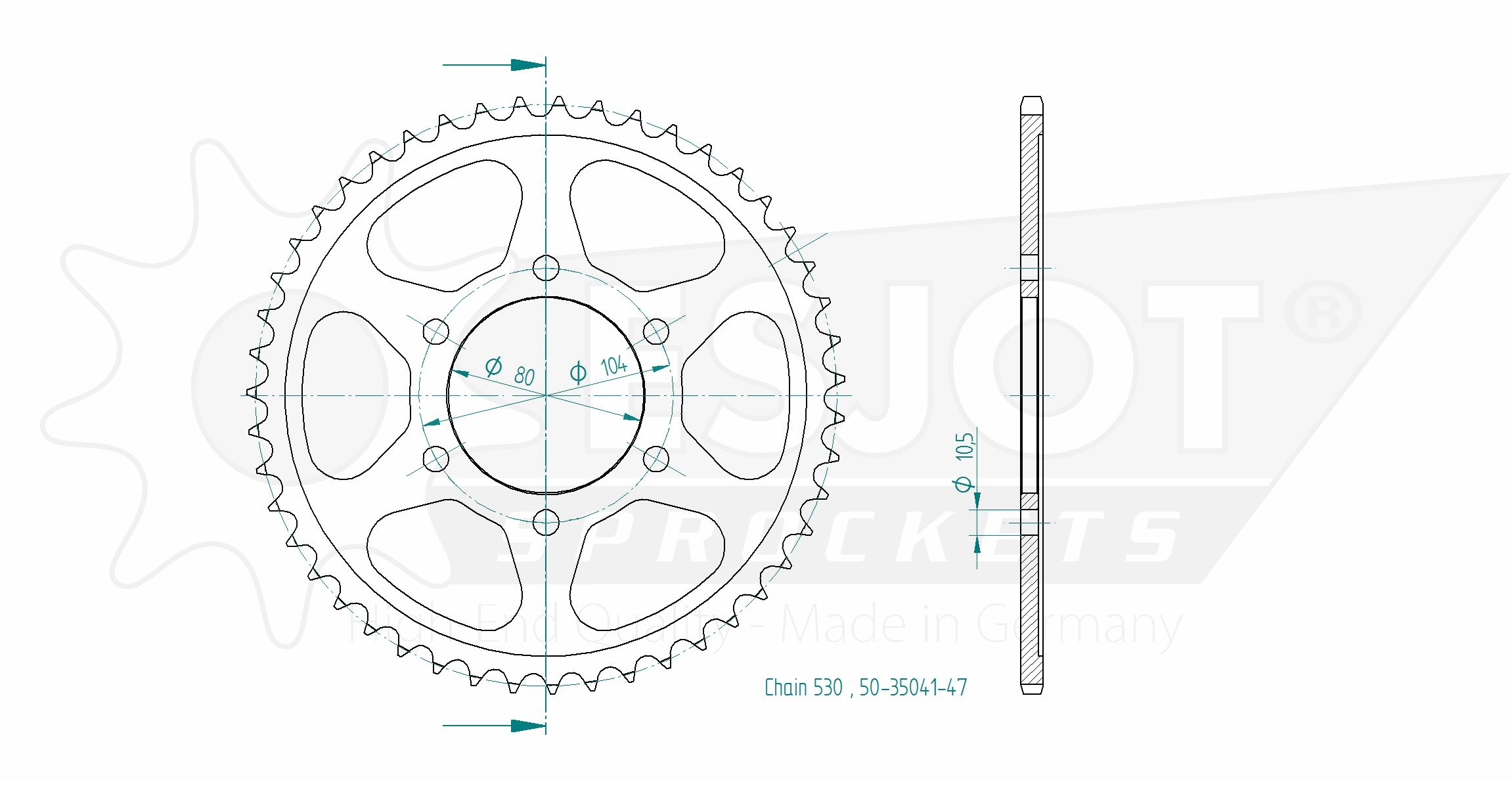 Kawasaki Steel Crown - 530 - 47 denti - Made in Germania