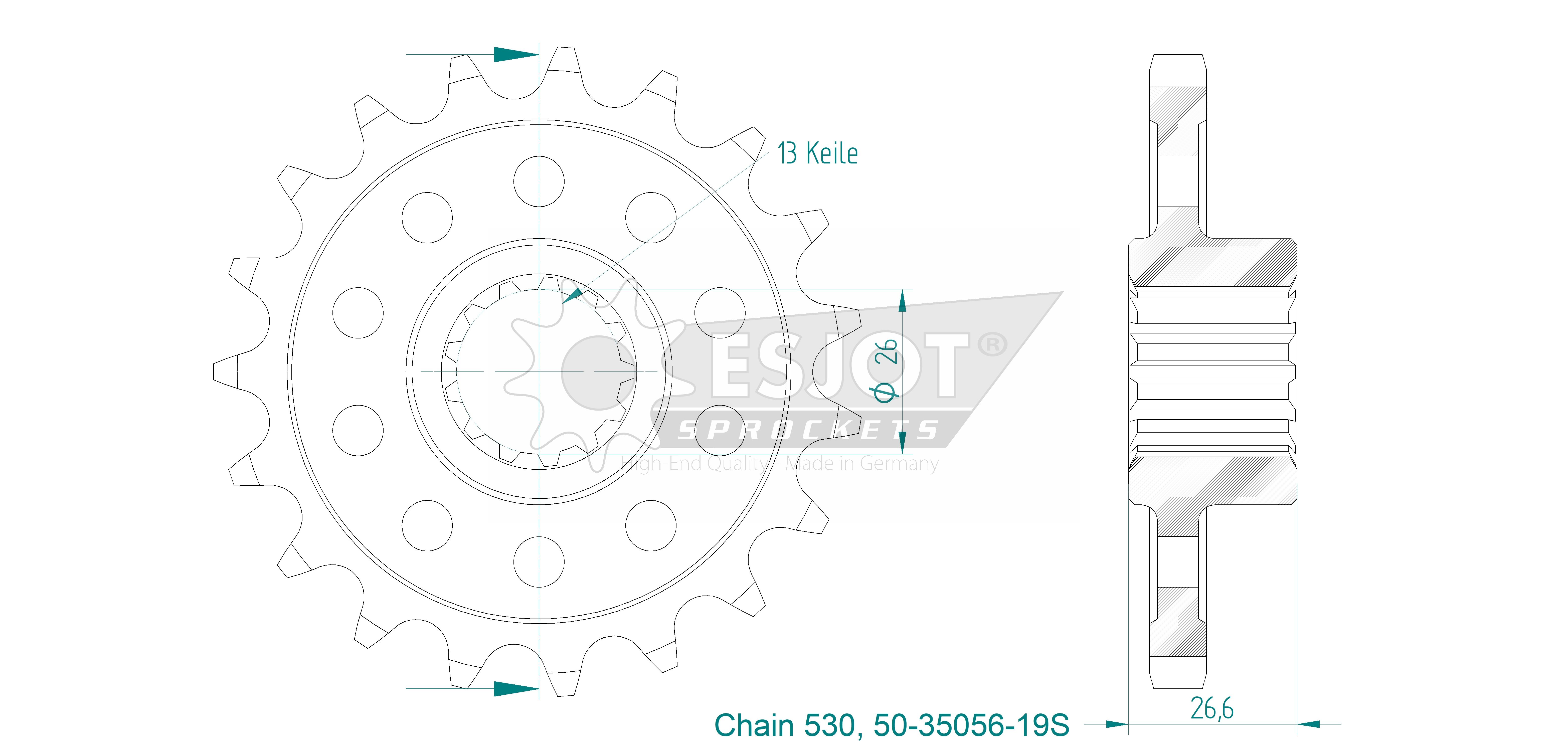 Pignone Ultralight 19 Denti - Passo 530 - Simile JTF985