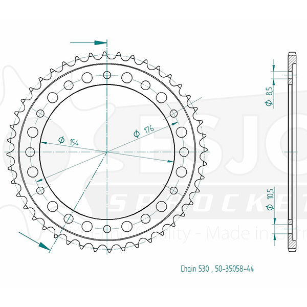 Honda Steel Crown - 530 - 44 denti - Made in Germania