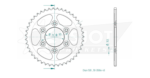 Ducati Steel Crown - 530 - 43 denti - Made in Germania