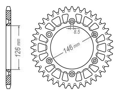Crown di alluminio tt Suzuki Yellow - 520 - 51 Denti - simile JTA808 - Made in Germania