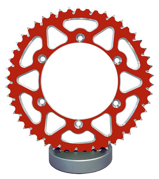Corona in alluminio rosso - 520 - 50 denti - Made in Germania