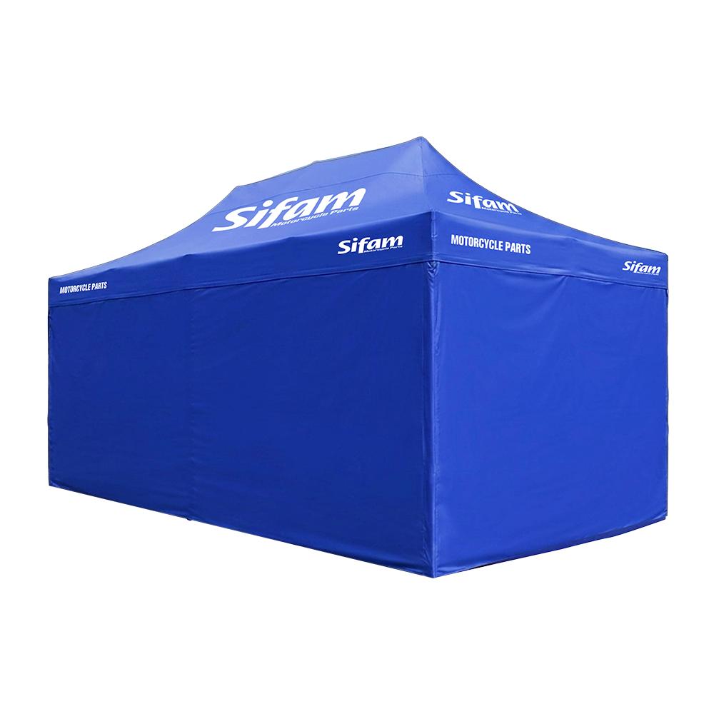 Tenda pubblicitaria 6M x 3M Blu - Struttura in acciaio - tessuto in poliestere 600D rinforzato - 4 Muri