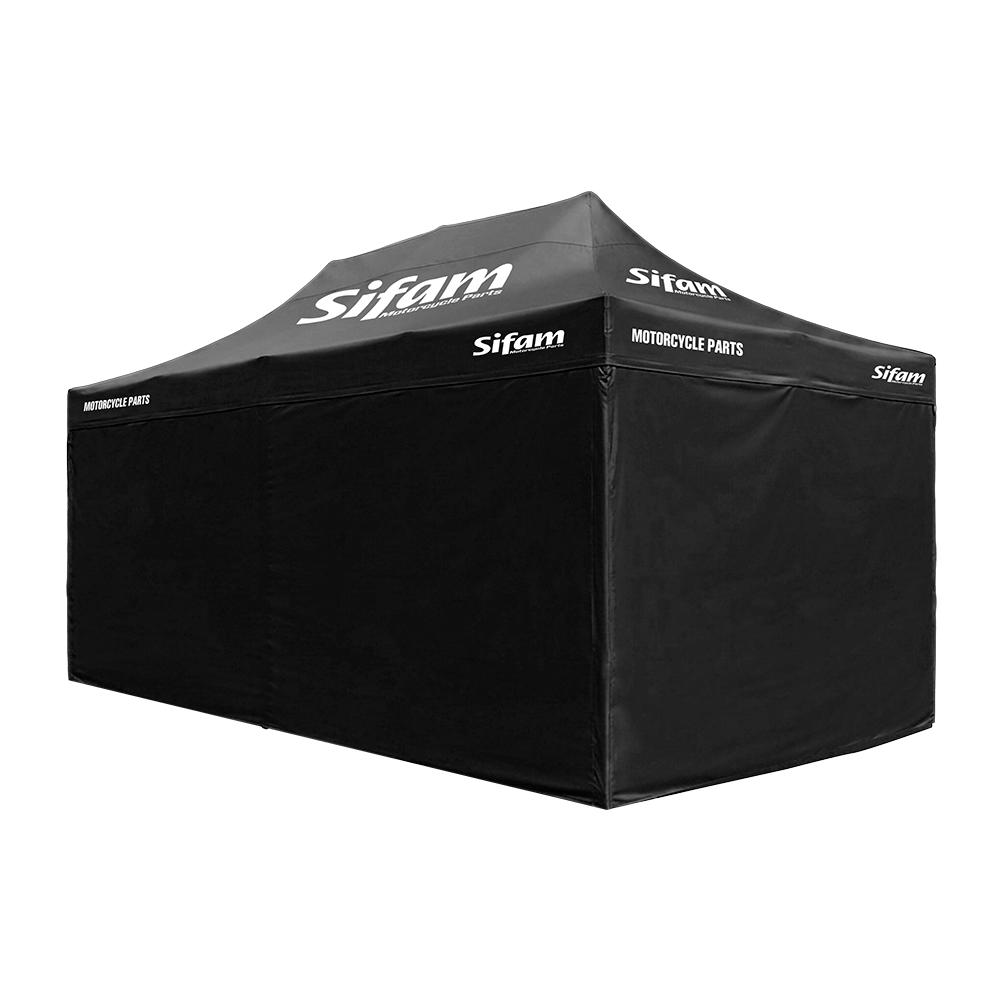 Tenda pubblicitaria 6M x 3M Nera - Struttura in acciaio - tessuto in poliestere 600D rinforzato - 4 Muri