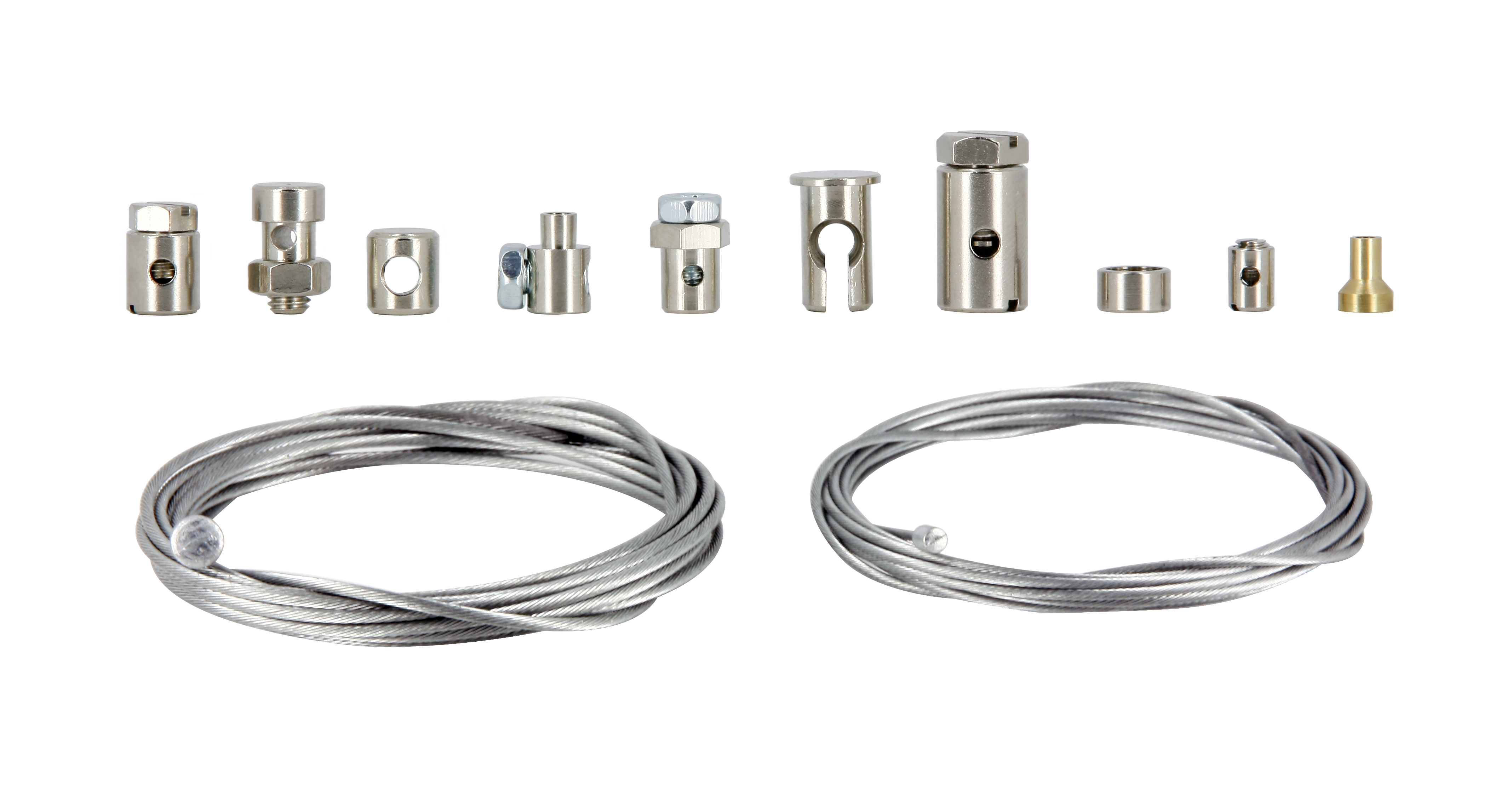 Kit riparazione Cavo differenti ferma cavo e due cavi da 2 Metri Ø1.5 e 1.2