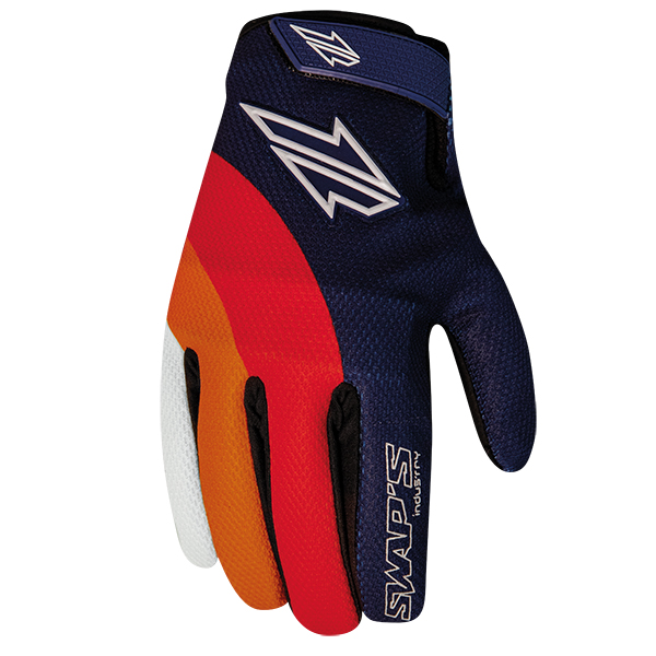 Guanti Cross GAN095 S - Blu rosso arancione - omologati CE KP1