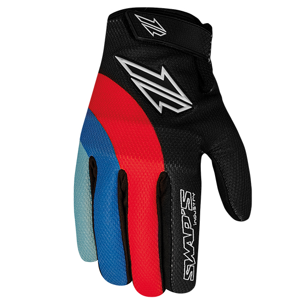 Guanto Cross GAN095 XS - Nero rosso blu - omologato CE KP1