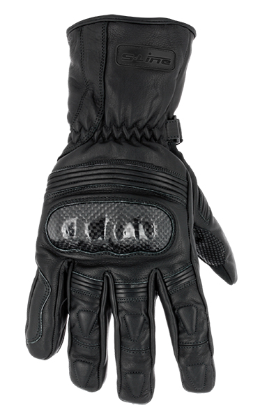 Guanti Invernali in Pelle Impermeabili LUXE con Guscio in Carbonio - Nero - Omologati CE-1KP - XS