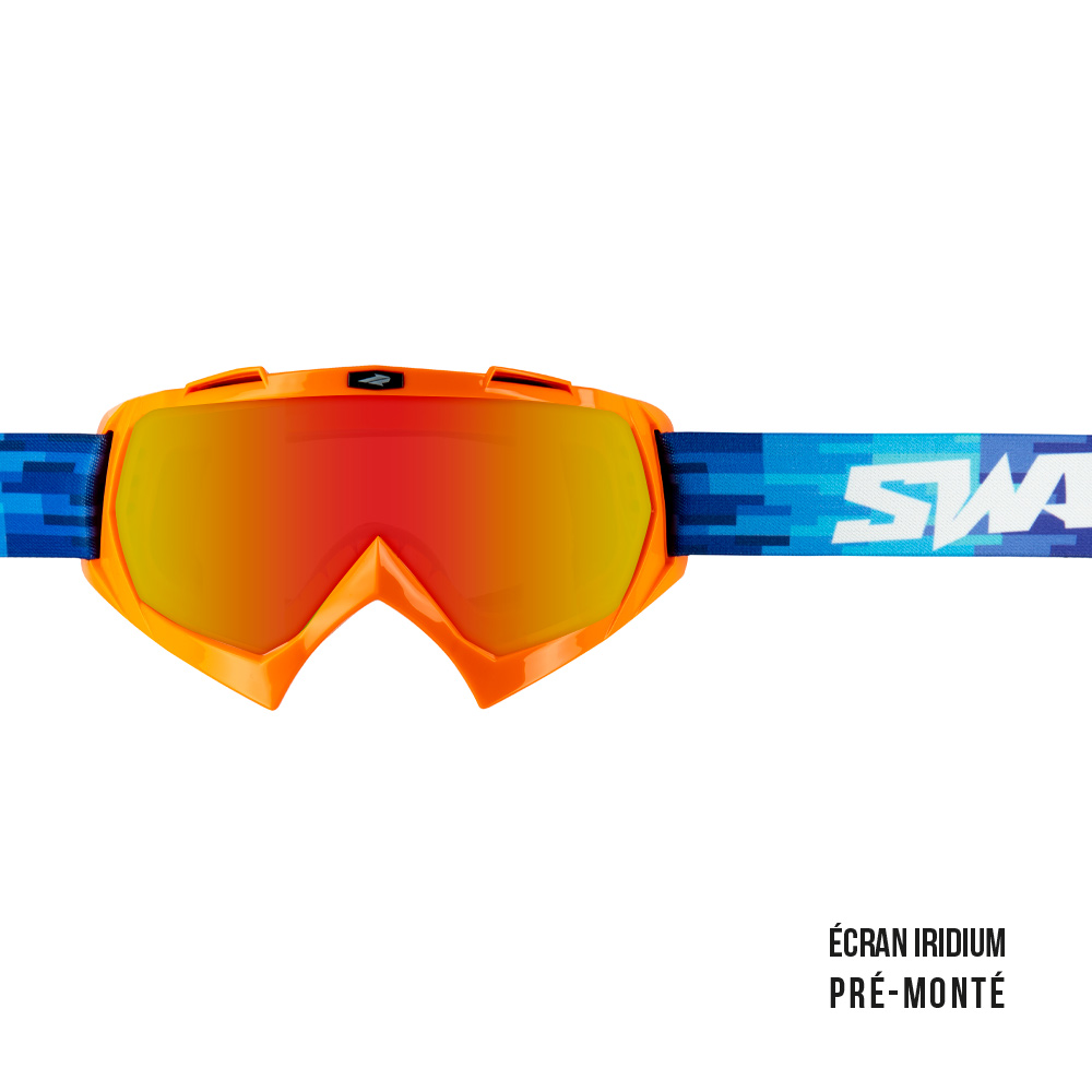 Maschera cross SWAP'S PIXEL ARANCIONE + Lente Iridium Oro / Rossa