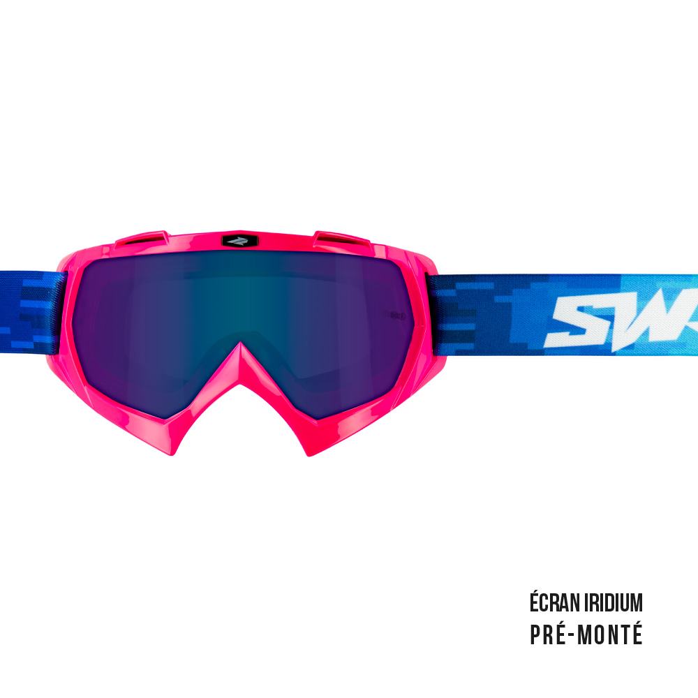 Maschera cross SWAP'S PIXEL ROSA + Lente Iridium Blu