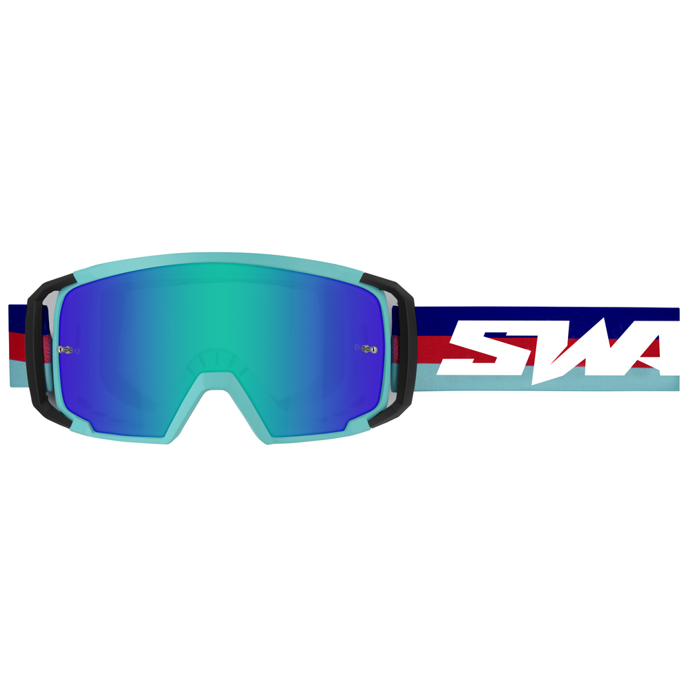 Maschera Cross SWAPS SCRUB V2 - BLU ROSSA TURCHESE LENTE IRIDIUM BLU