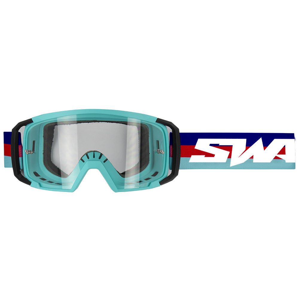 Maschera Cross SWAPS SCRUB V2 - BLU ROSSA TURCHESE LENTE TRASPARENTE
