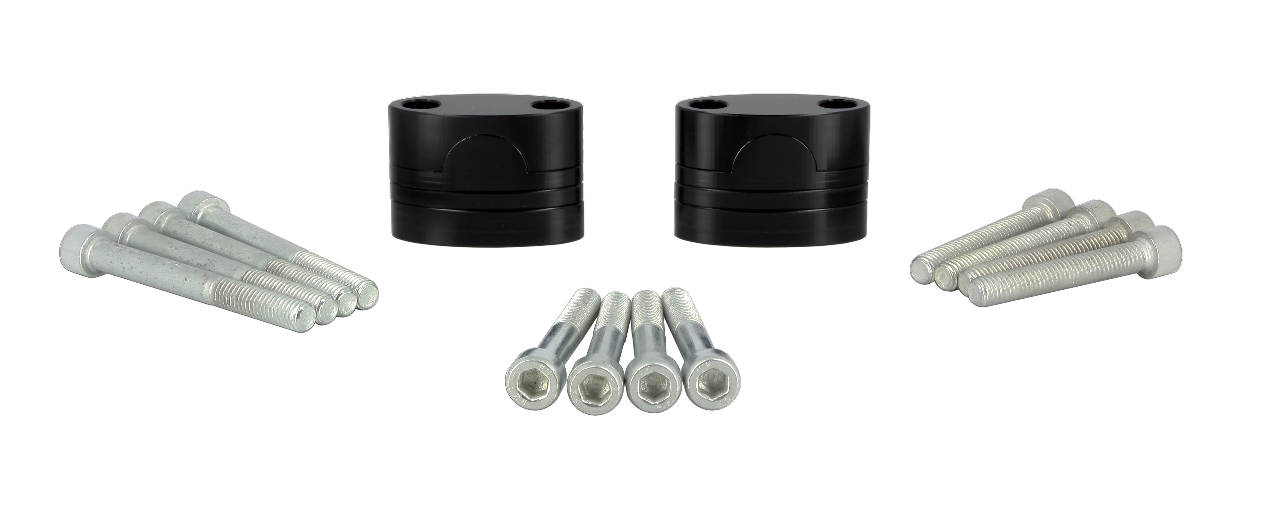 Kit Rialzo per Manubrio da Ø22mm Alu Anodizzato Nero Altezza da 15mm a 35mm