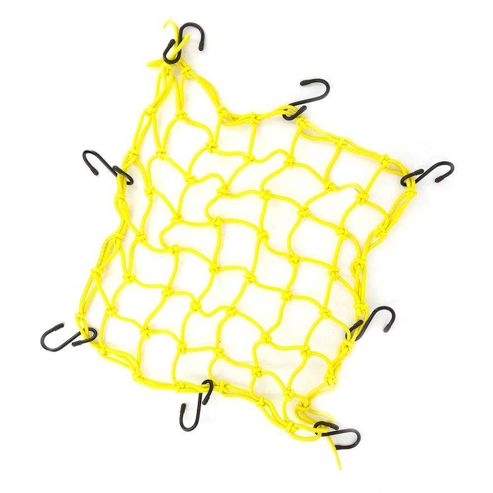 Rete Ragno per Casco o Bagaglio - 38×38cm - 8 Ganci - Giallo