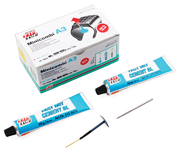 Kit Riparazione Pneumatici Magazzino A3 25 Minicombi A3 + 1 Fraise Ø3mm 2 Tubi di Colla 25g