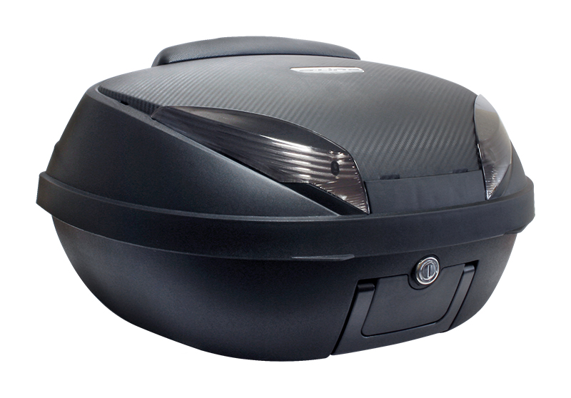 Top Case 52L Nero Opaco / Carbonio 58x45x32.5cm (2 Caschi Integrali) Piastra, Sc