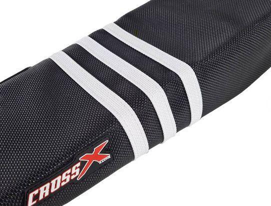 COPRISELLA KTM SXF 250-450 - SX 125-150-250 - COLOR BLACK - STRIPES 3 WHITE(M518-3ADIDAS)