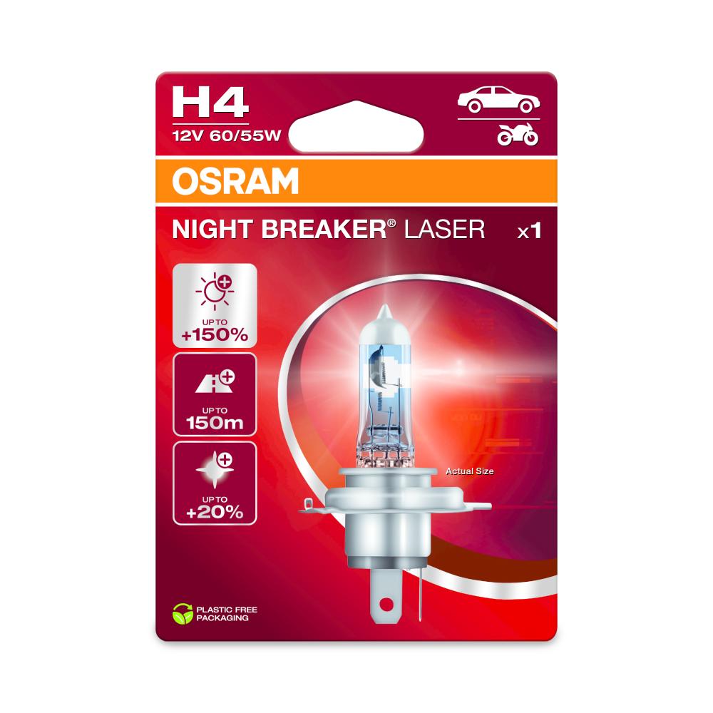 Lampadina H4 Night Breaker - 12V 60/55W P43t - Blister 1 Lampadina