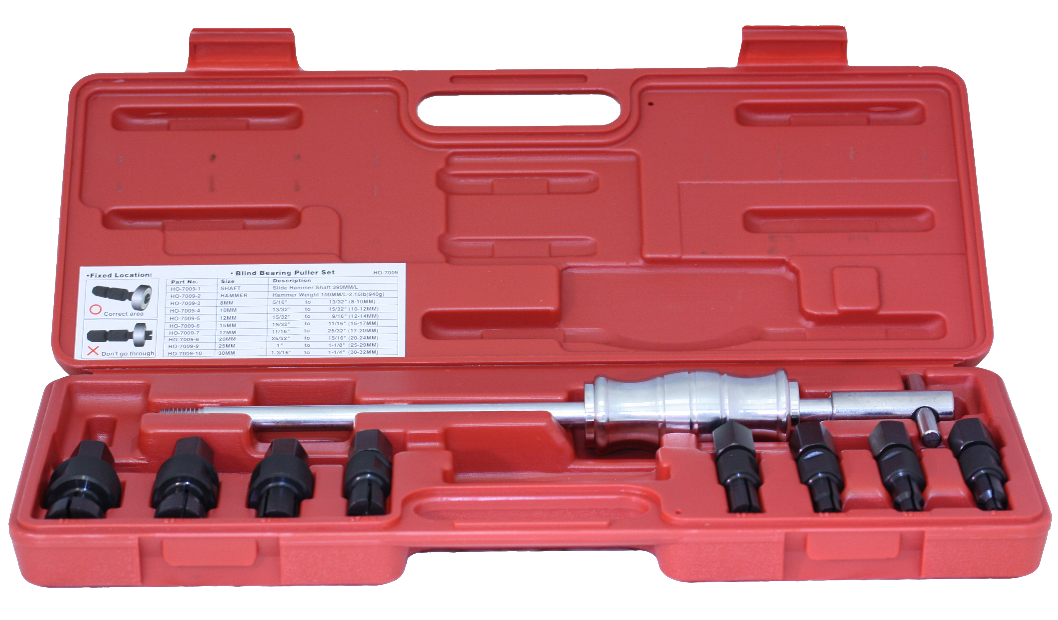 Cofanetto Estrattore Cuscinetti 8pz Estrattore a Inerzia 390mm/200mm 8 Terminali Fori Ciechi