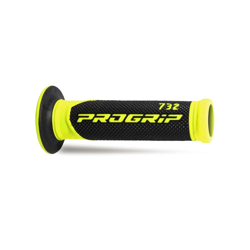 Manopole Pro Grip 732 Strada Nero Giallo Fluo Aperte