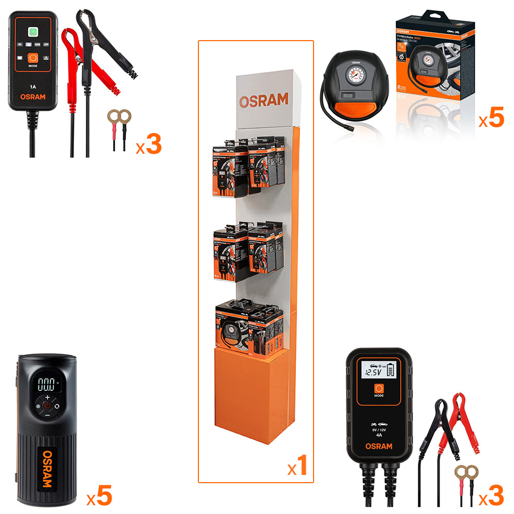 Pack dell'operazione "Rientro Osram". Contiene: 3xOLBCS901, 3xOLBCS904, 5xOTI200, 5xOTIR2000
