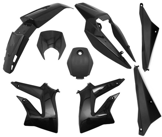 Carena Derbi Senda DRD X-treme 2011-2017 nero lucido 8 pezzi