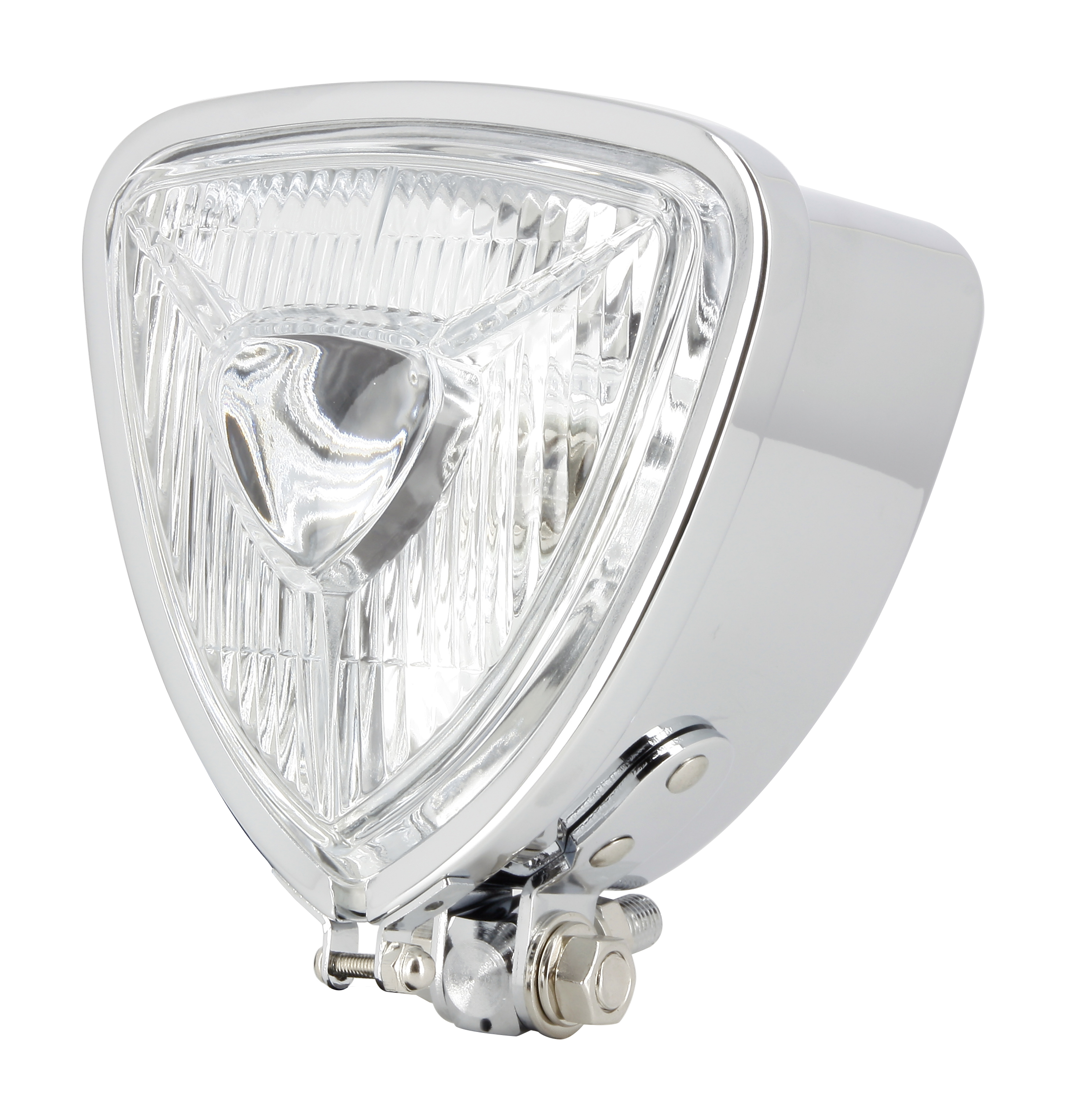 Faro Custom Triangle Cromato 35/35W - Fissaggio centrale - 110/110mm