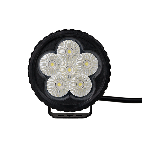 Faro rotondo 6 LED Nero - 18 Watt - 1200 Lumen - Ø 88 x 60mm
