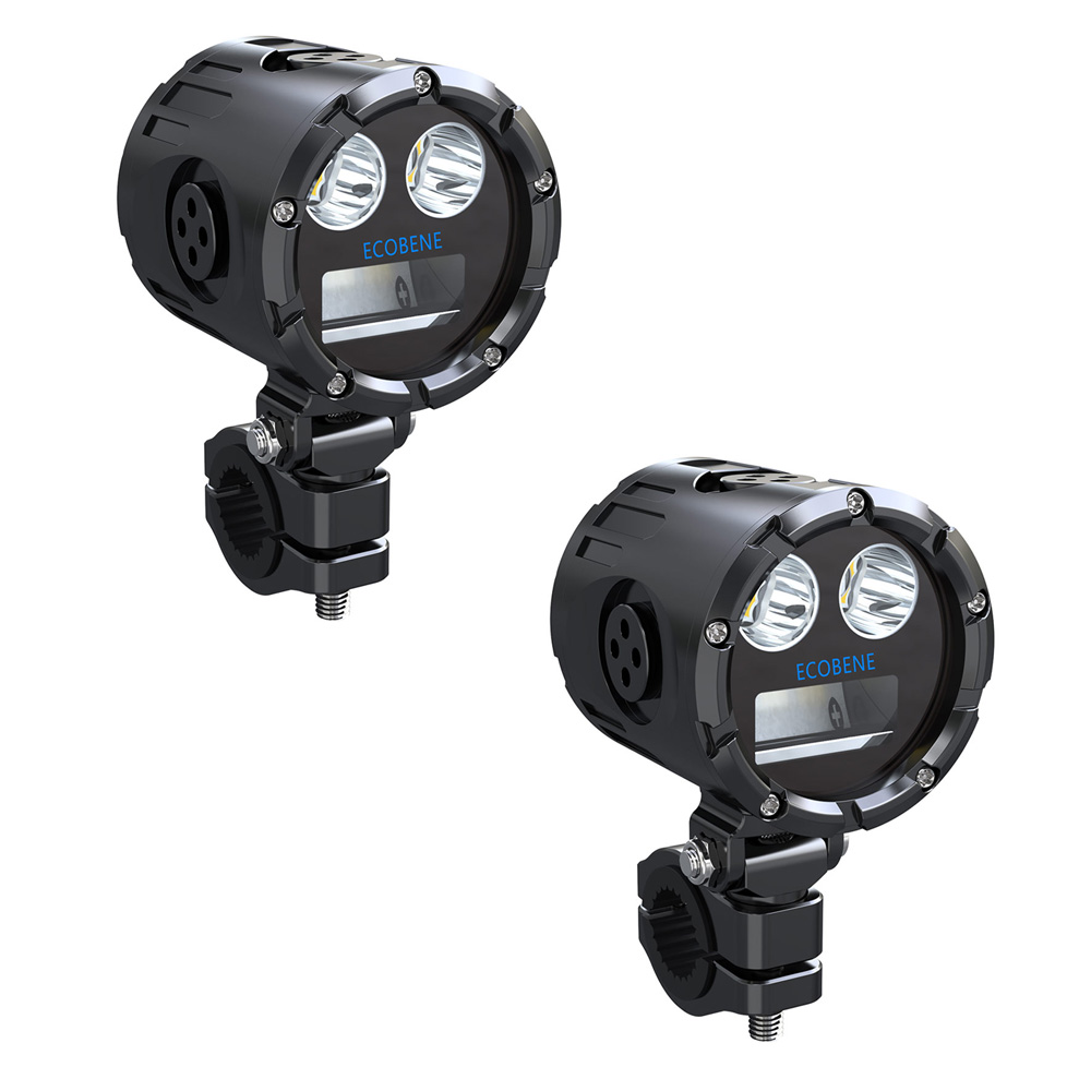 Fari supplementari rotondi a LED 2x45W - 2x6000 Lumen - Fascio extra largo Fari diurni / Abbaglianti a com