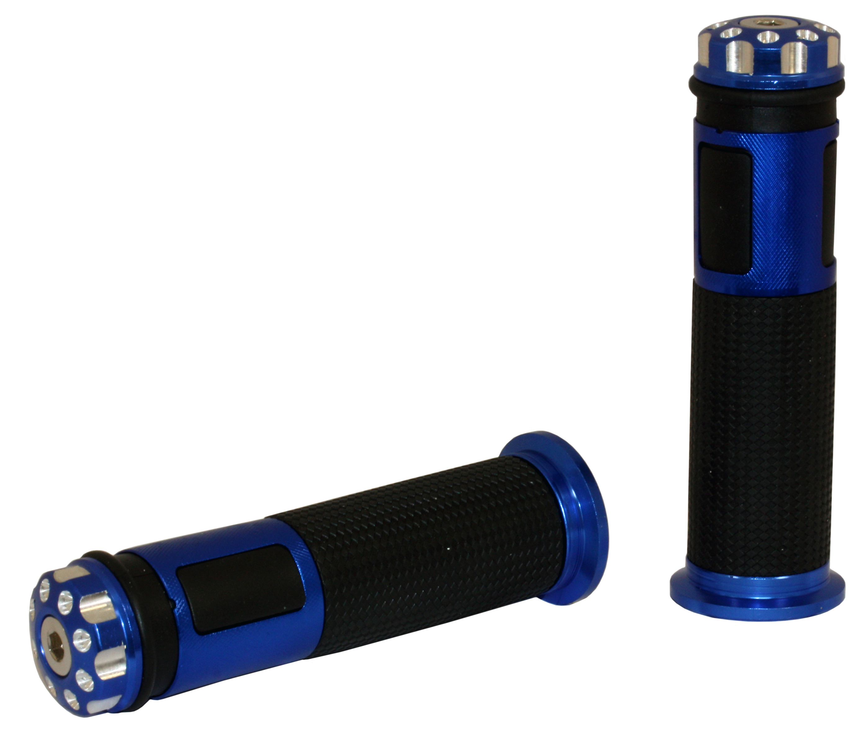 Manopole Bicolore Blu Lunghezza 128mm - Ø22/24mm Chiusa con Terminale a Vite