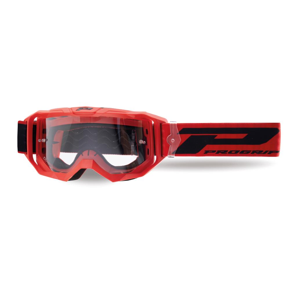 Maschera Cross Progrip 3300 Vision Go Rosso Matt schermo Chiaro