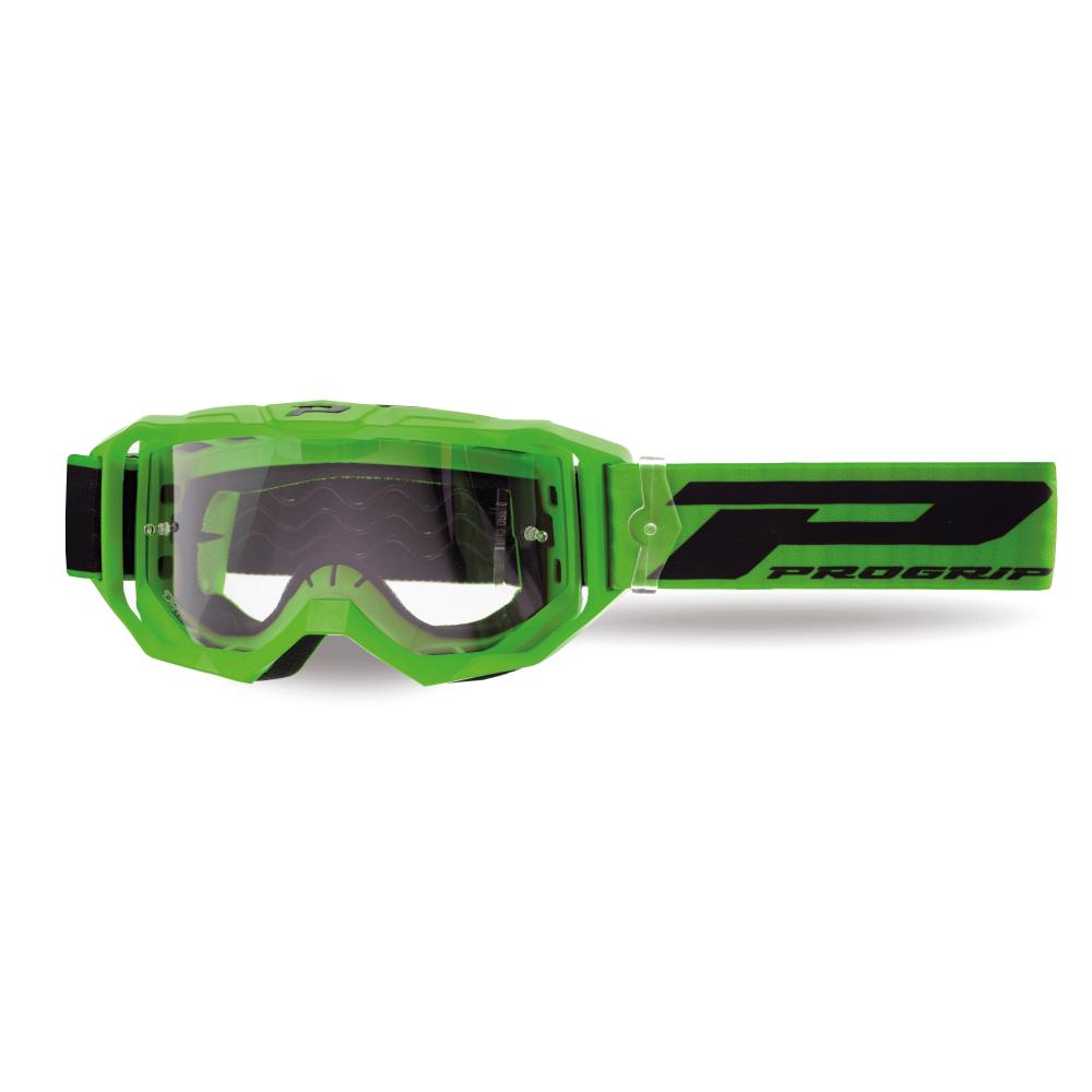 Maschera Cross Progrip 3300 Vision Go Verde Matt schermo Chiaro