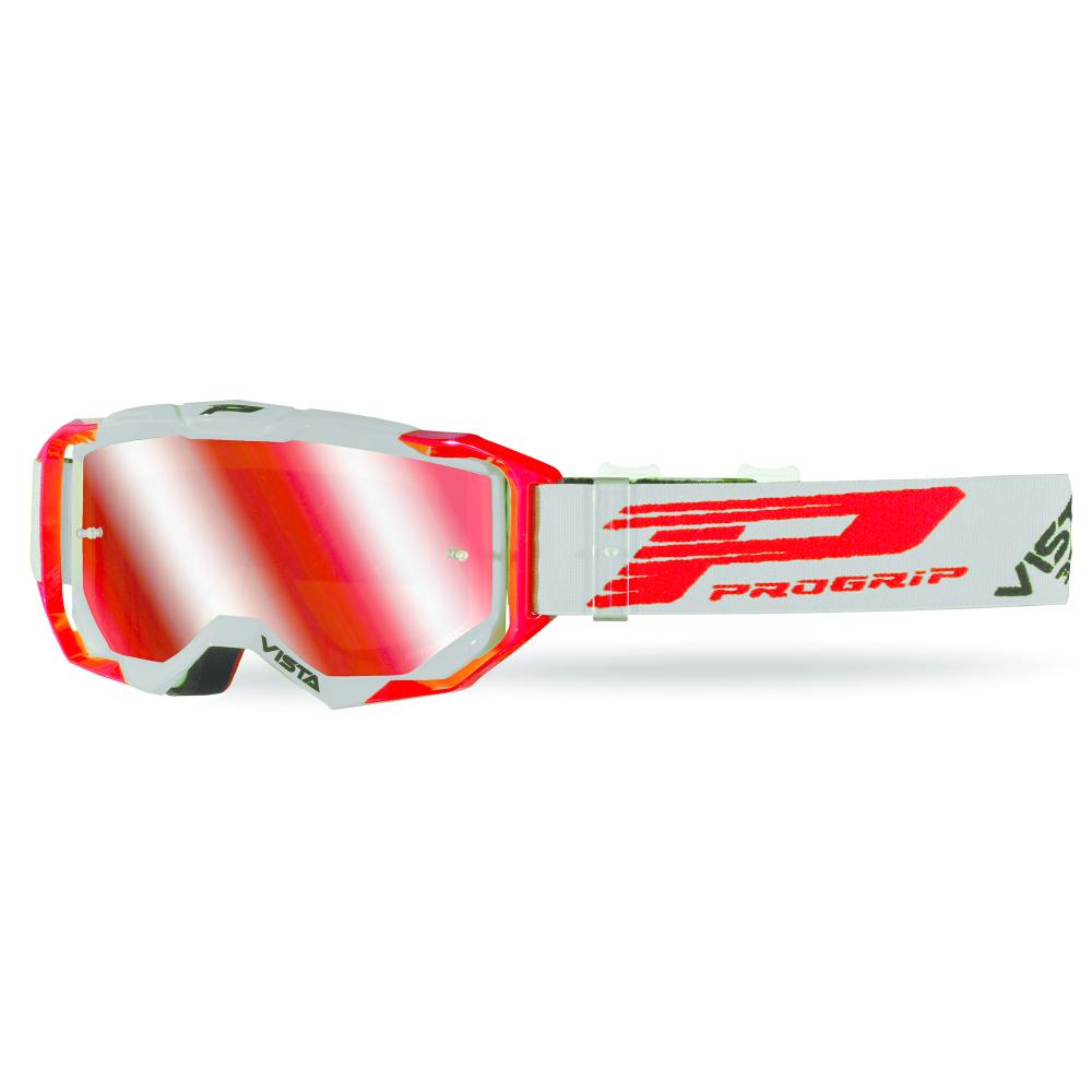 Maschera Cross Progrip Vista 3303 Rosso Grigio schermo Irridium