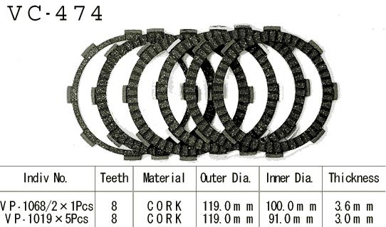 Kit Dischi Frizione Guarniti Kmx125 A4/A5 1989/1990