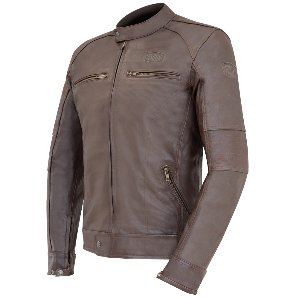Giacca di pelle uomo vintage - marrone - taglia L