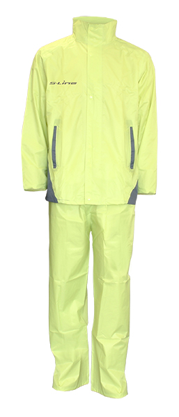 Completo Pioggia Taglia L Poliestere Rivestito in Pvc Giallo Inserti Riflettenti
