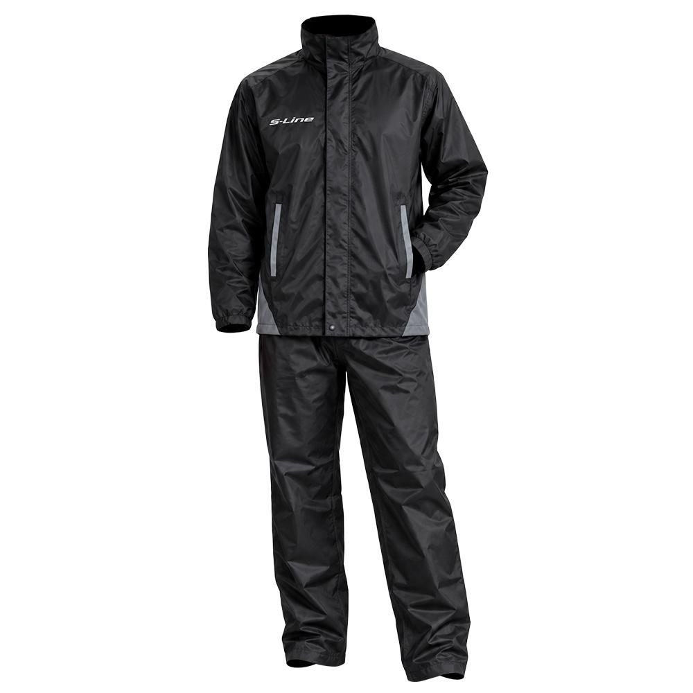 Completo Pioggia Taglia S Poliestere Rivestito in Pvc Nero Inserti Riflettenti