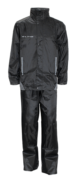 Completo Pioggia Taglia M Poliestere Rivestito in Pvc Nero Inserti Riflettenti